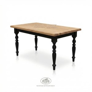 Стол обеденный «Купеческий» с дубовой столешницей и фигурными ножками из сосны