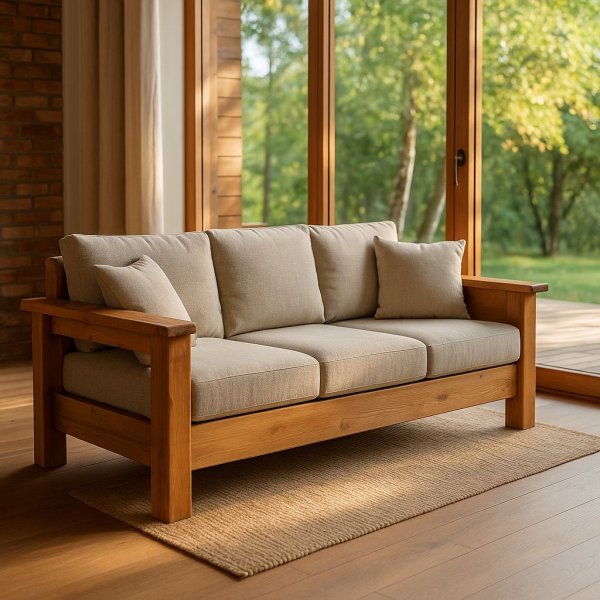 диван из массива для бани