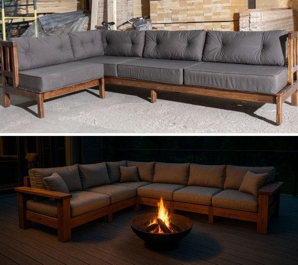 садовый деревянный диван для террасы