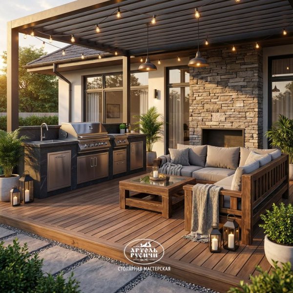 Мебель из массива для летней кухни на даче