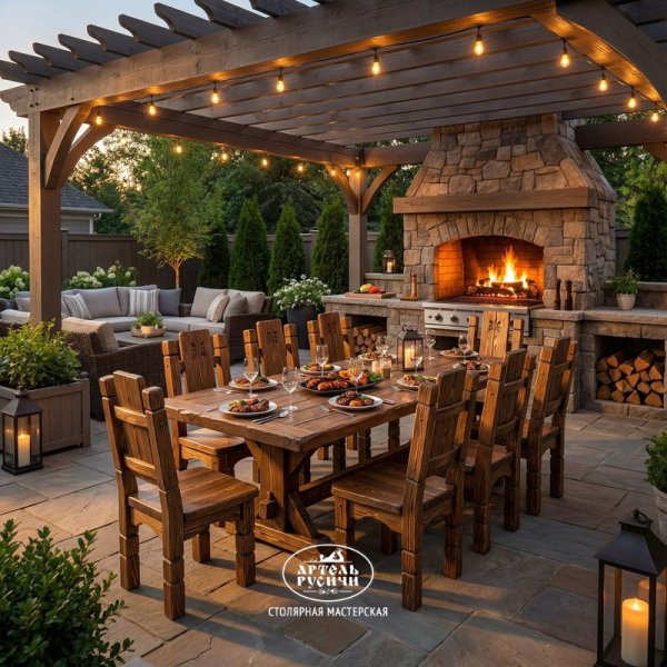 комплект уличной мебели из массива