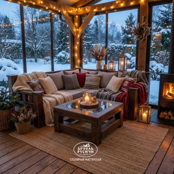 Мебель для лаундж-зоны на застекленной террасе