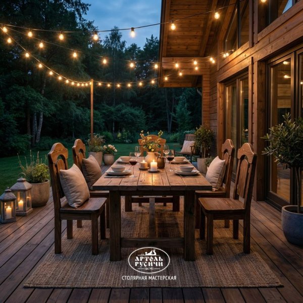 Обеденная группа из массива для террасы под открытым небом