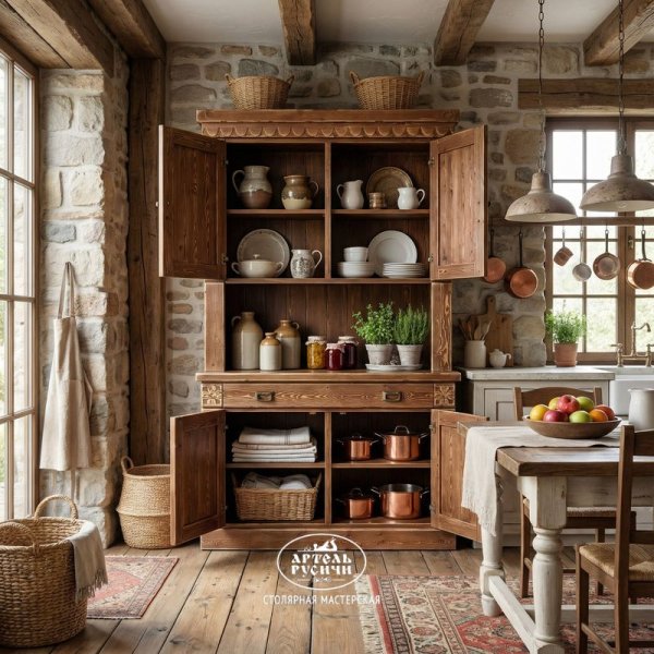 Буфет с посудой и столовым бельем 