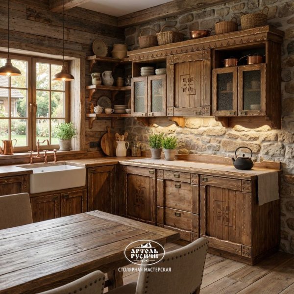 Кухонная мебель из массива северной сосны