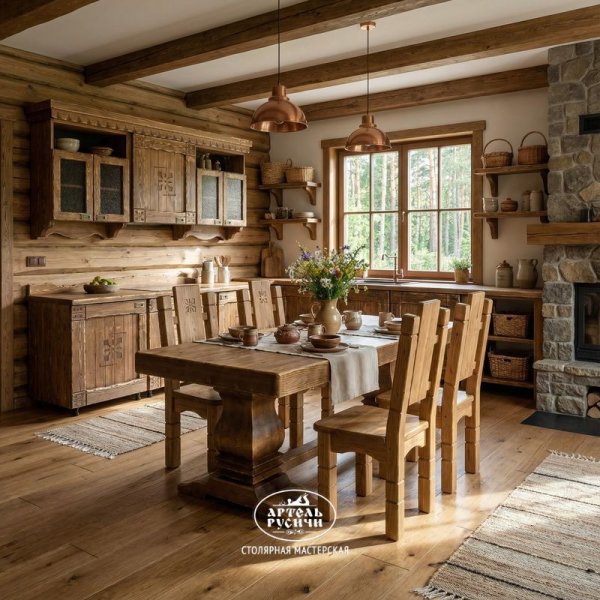 Кухонный гарнитур и обеденная группа из массива дерева