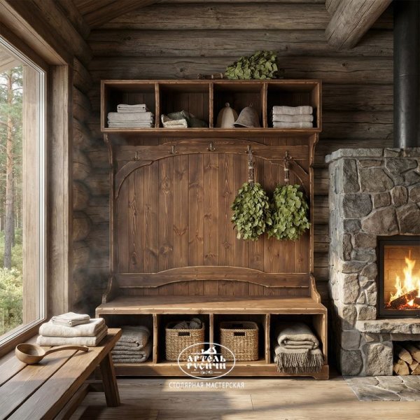 Деревянная прихожая для бани