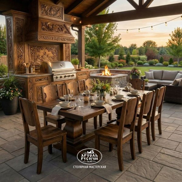 Фасады из дерева для барбекю-комплекса