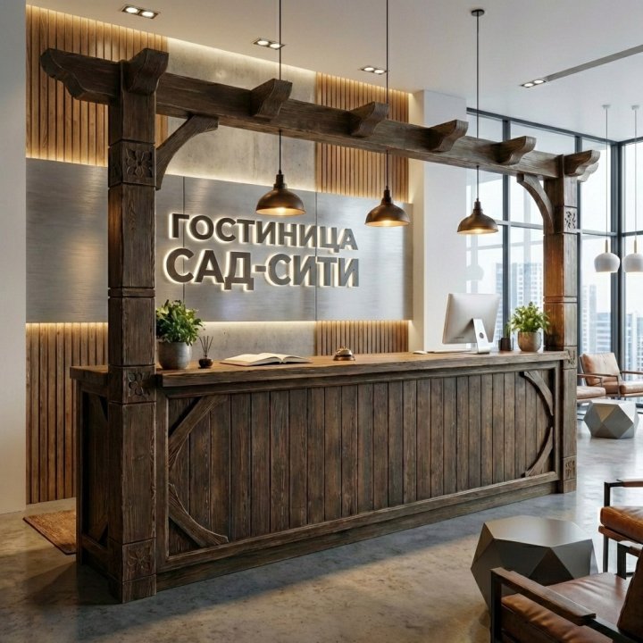 Барная стойка / ресепшн из массива дерева коллекция «Суздальская» фото