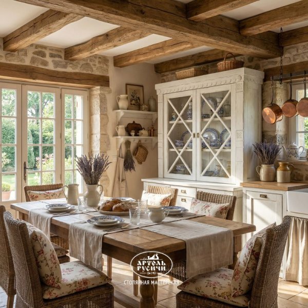 Деревянный буфет для посуды и книг со стеклом "Суздальский" 