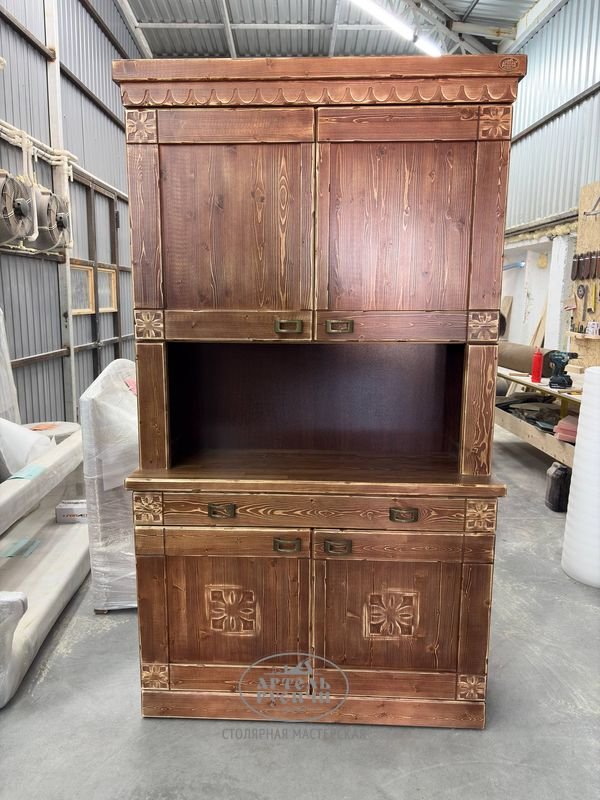 Деревянный буфет под старину в русском стиле «Суздальский» фото