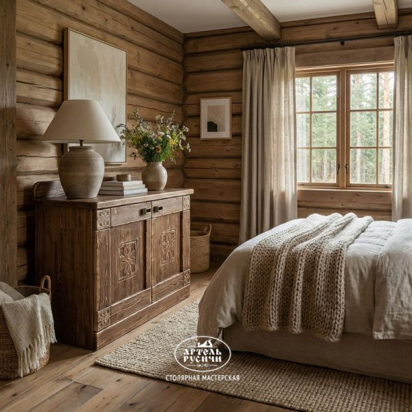 Деревянный комод в интерьере спальни