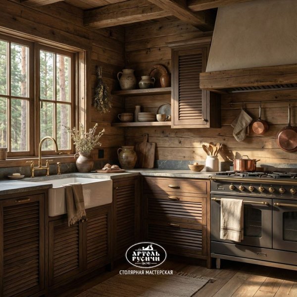 Фасад из массива сосны для кухни и шкафов в стиле кантри-рустик