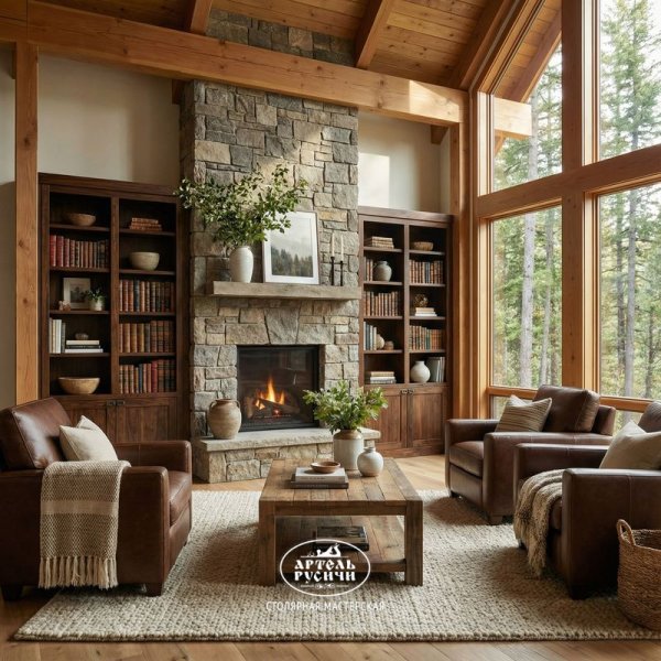 Книжный шкаф под старину из массива дерева | «Белгородский»