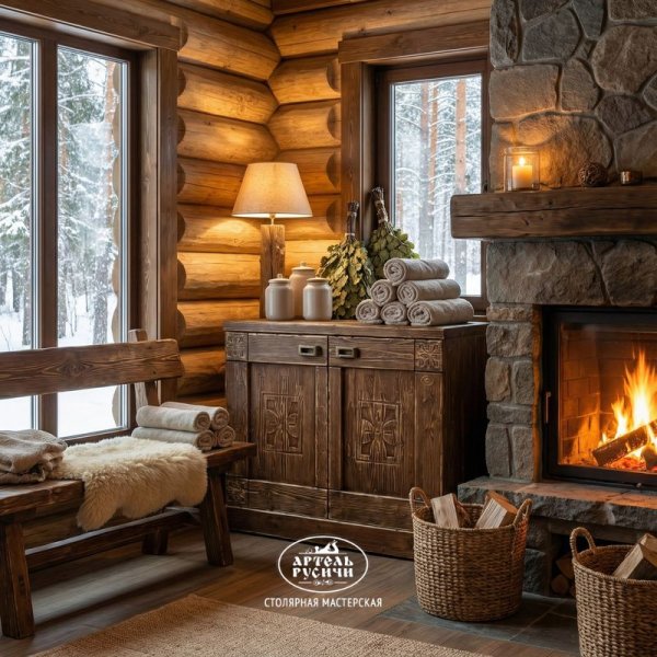 Комод из массива дерева «Суздальский» для бани 