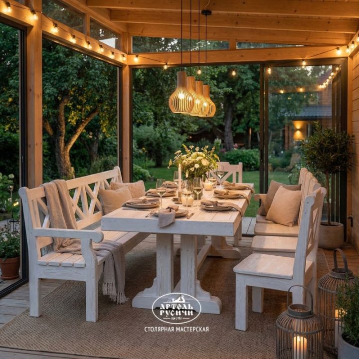 Комплект мебели «Прованс» из массива северной сосны фото