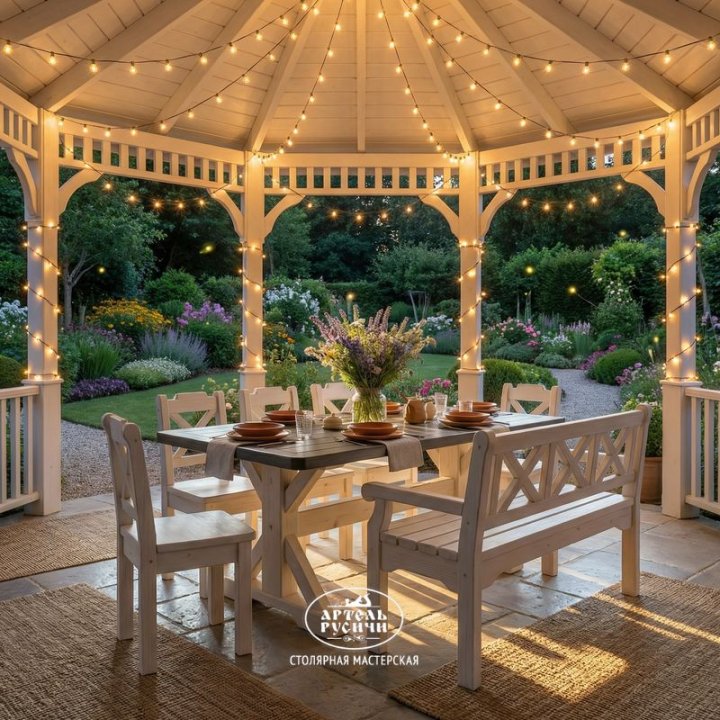 Комплект мебели «Прованс» из массива сосны фото крупный план