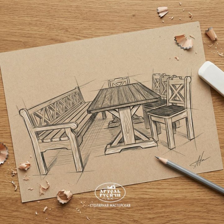 Обеденная группа «Прованс» из массива северной сосны фото