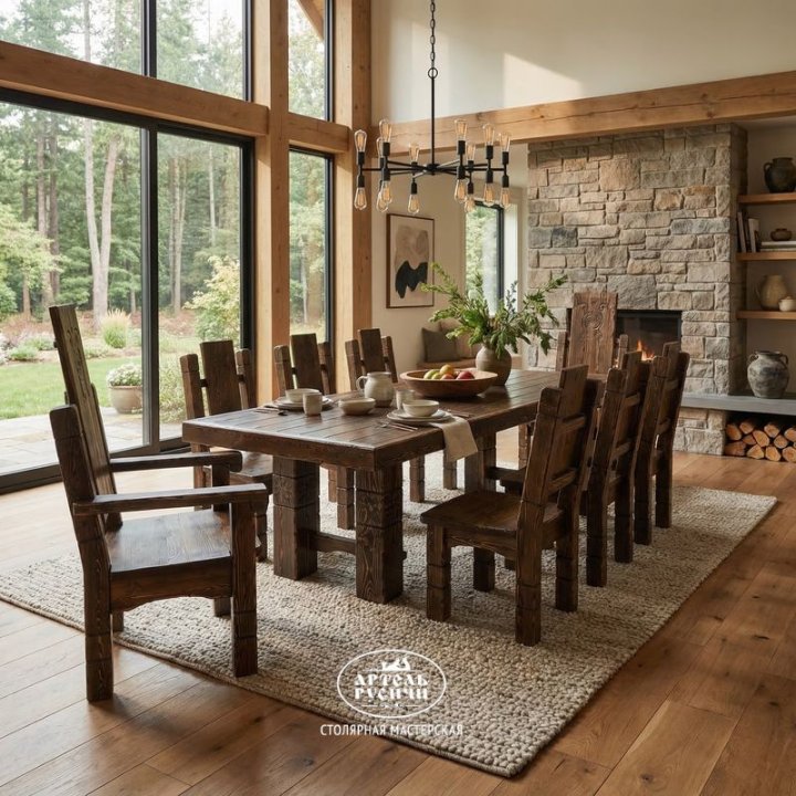 Комплект под старину «Суздальский» с индивидуальной резьбой на 10+ персон фото