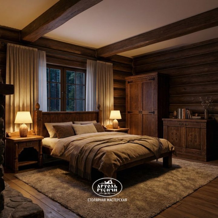 Кровать из массива северной сосны Белгородская фото в интерьере спальни