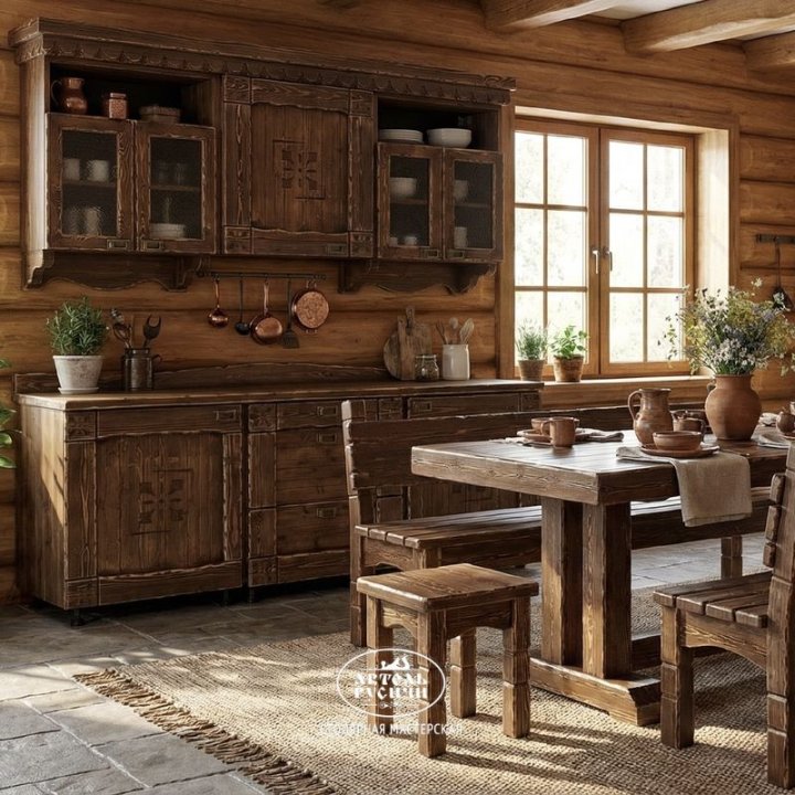 Кухня под старину из массива сосны | коллекция «Суздальская» фото