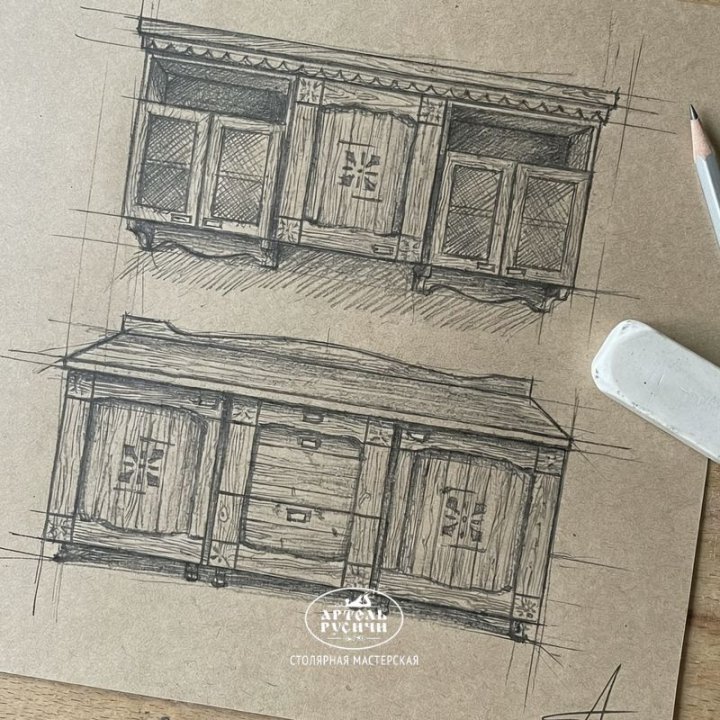 Кухня под старину из массива сосны | коллекция «Суздальская» фото крупный план