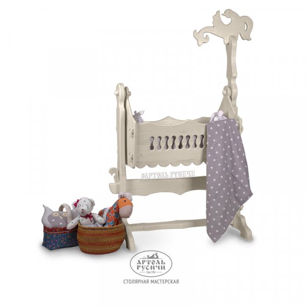 Люлька-колыбель LuxusBaby с механизмом в белом винтажном цвете