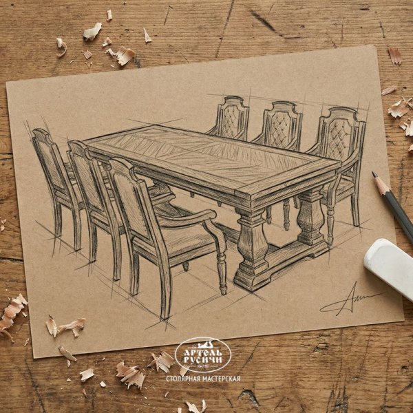 Обеденная группа из массива дерева 