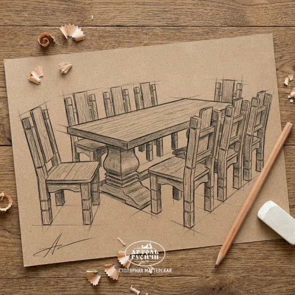 Обеденная группа из массива сосны для зоны барбекю, бани, кухни-столовой