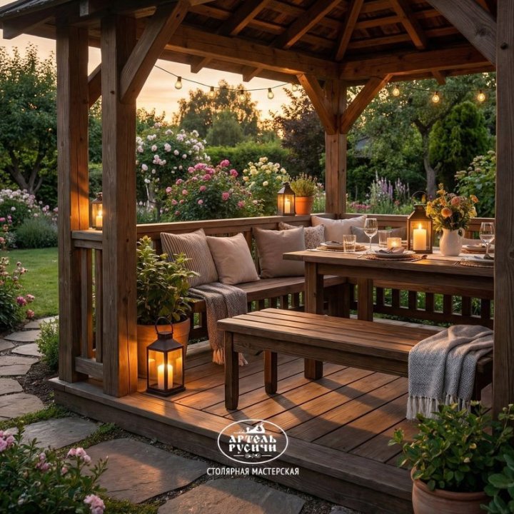 Садовая лавка из массива дерева «Псковская» фото