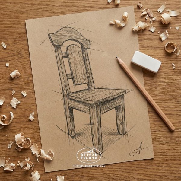 Стул из дерева под старину «Белгородский» эскиз