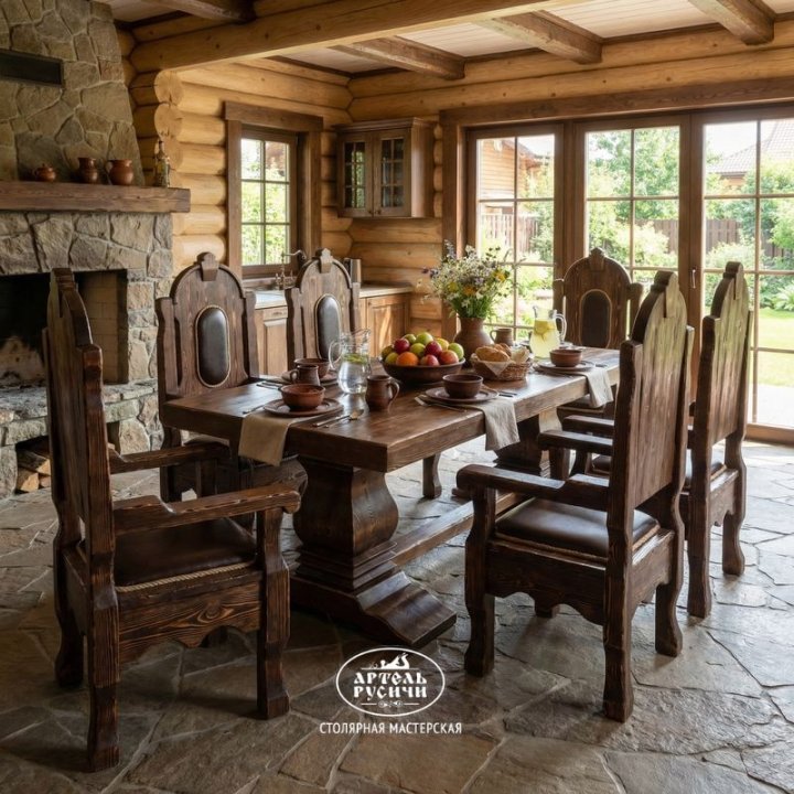 Трон с обивкой из массива дерева под старину «Белгородский» фото вид прямо