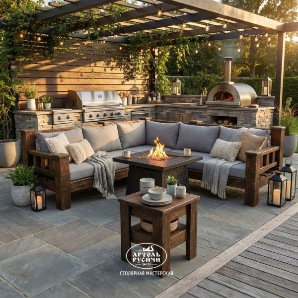 Угловой элемент дивана из массива сосны с подушками правый/левый фото 