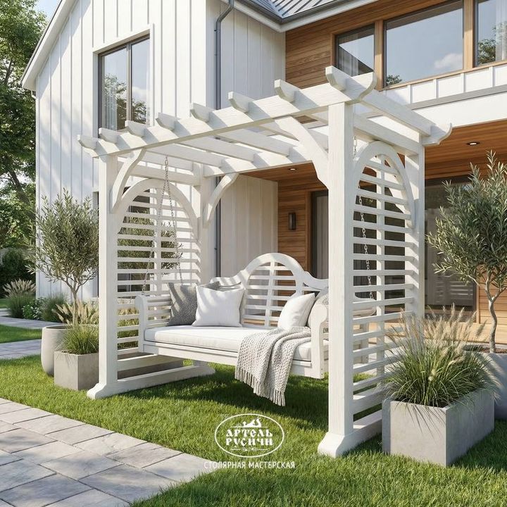 Садовые качели из массива натурального дерева