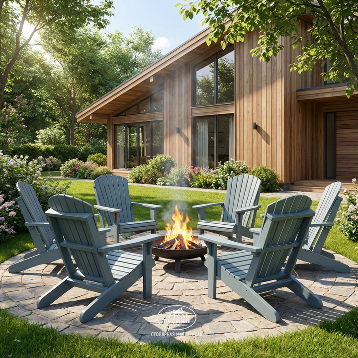 Садовые кресла Адирондак в зоне очага