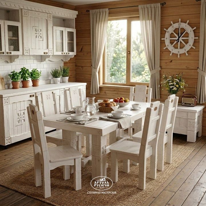 Мебель из массива натурального дерева для кухни 