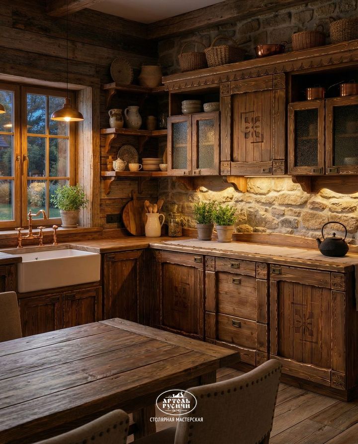 Кухня из массива натурального дерева