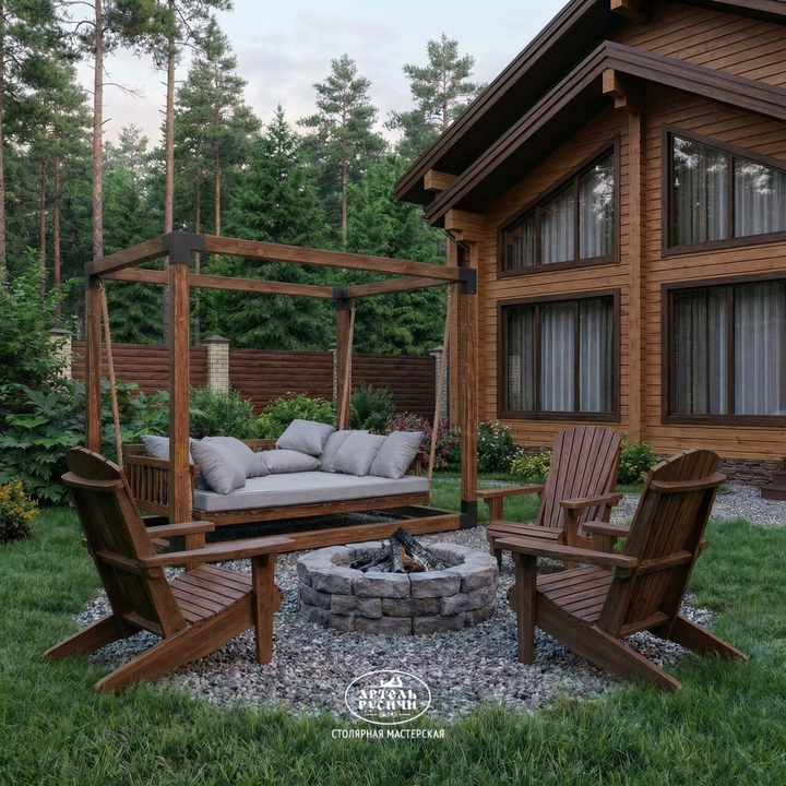 Садовые качели Бали-стайл и кресла Адирондак