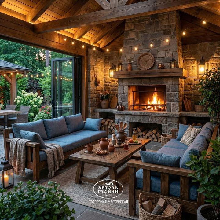 Диваны из массива дерева с мягкими подушками