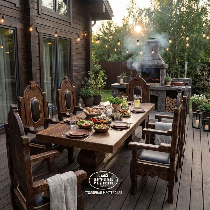 Комплект мебели из массива дерева для террасы