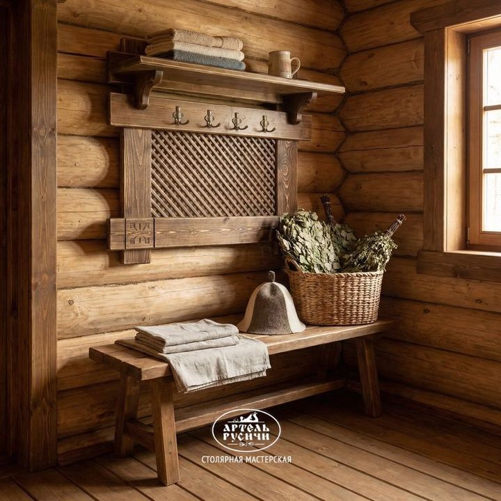 Вешалка-панно из массива дерева